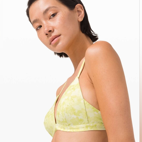 Lululemon Deep Sea Swim Bikini Top Size 4 Dappled Blossom Yellow Multi - Picture 3 of 16